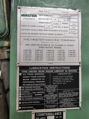 USED 1987 MINSTER P2-100-48