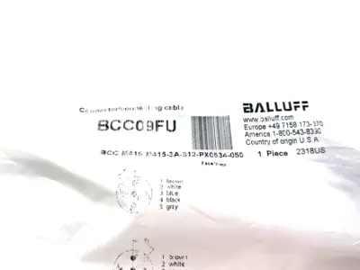 New | in-Stock Balluff Double Ended Cordset M12 5-Pin BCC M415-M415-3A-312-PX0534-050 Cable & Wire Michigan US | Maverick Industrial Sales #1392562