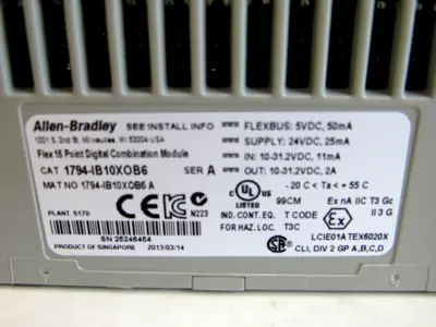 ALLEN BRADLEY 1794-IB10XOB6 I/O MODULE 1794IB10XOB6 NEW, SURPLUS