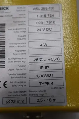 SICK WSU 26/2-130 Photoelectric Sensor 1 015 725 24VDC 6W NEW IN BOX #GF141A