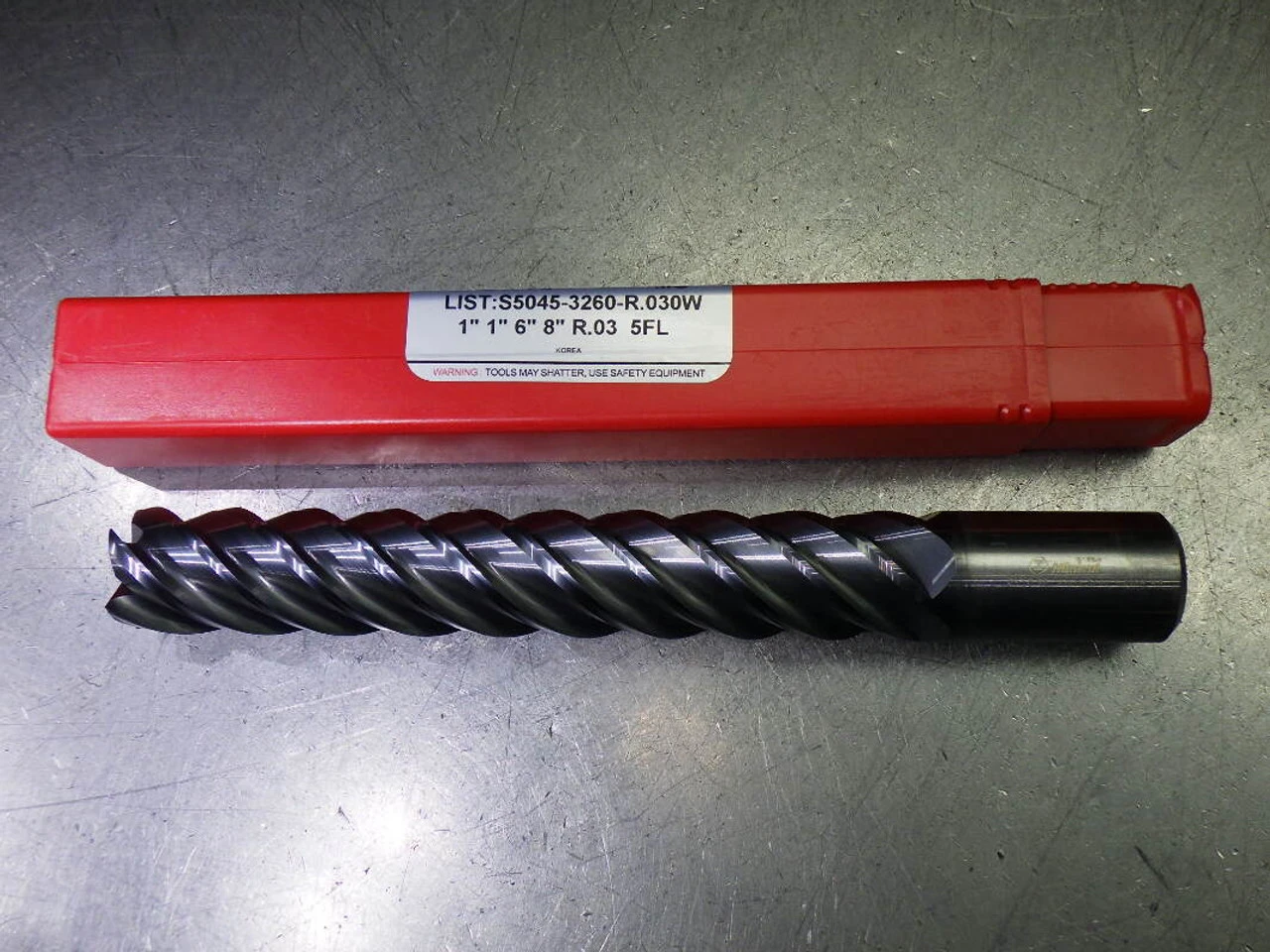 Minicut 1" 5 Flute Carbide CR Endmill 1" Shank .03" R S5045-3260-R.030W (LOC2990B)