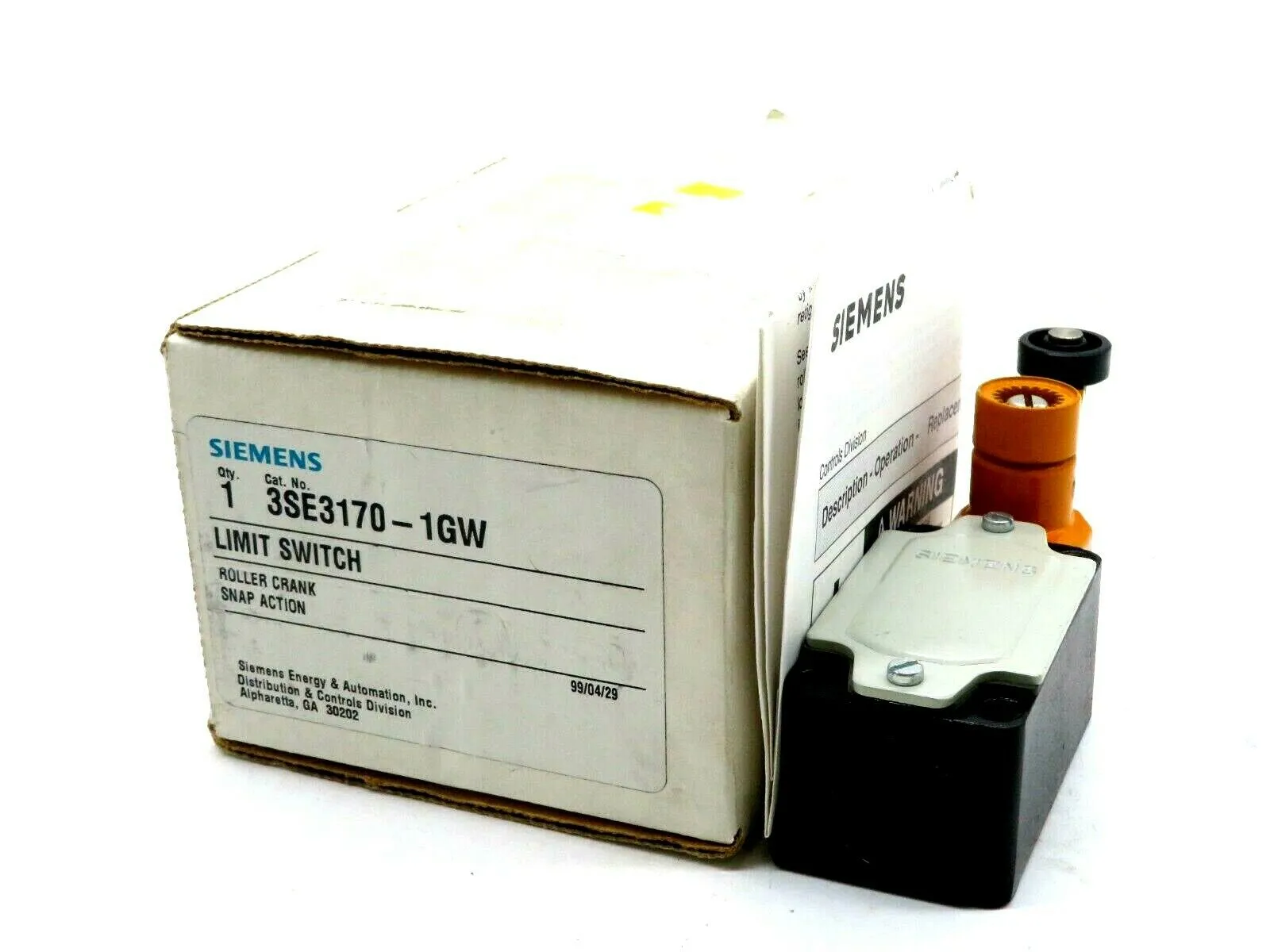NEW SIEMENS 3SE3170-1GW LIMIT SWITCH 3SE31701GW