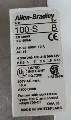 Allen Bradley 100-SA01 Contact Block Loc4E29
