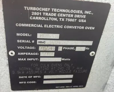 75-0488 Turbochef Electric Conveyor Pizza Oven