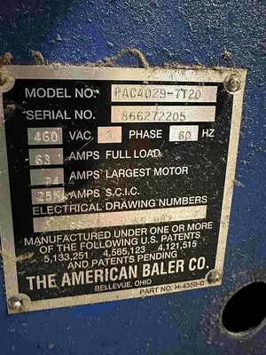 USED AMERICAN BALER PAC4029-7T20