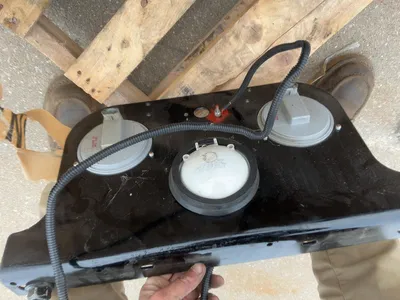 Skid of assorted truck parts included rear tail lights, (3) Sure Plus Hood Mounted Safety Mirrors, C...