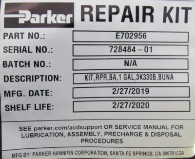 NEW PARKER E702956 ACUMMULATOR REPAIR KIT