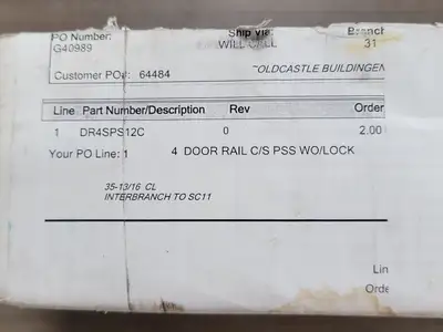 4" Door Rail W/ Lock DR4SPS12C
