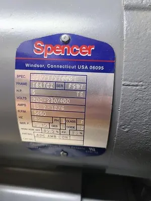 Used SPENCER VB-037B Blowers Pennsylvania US | Hildebrand Machinery Co. #1481733