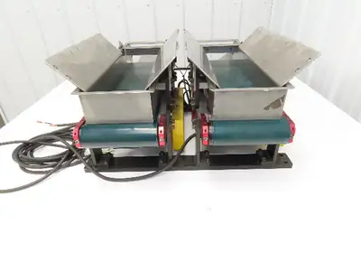 NKE 6"x 22" Double Belt Conveyor Small Parts Slow Feed Chute 220V 1FPM
