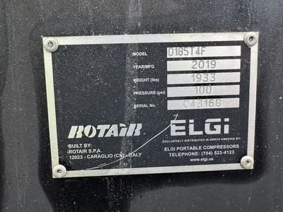 Used 2019 ELGI ROTAIR D185T4F Air Compressors, Portable Minnesota US | Carco Truck & Equipment #1514214