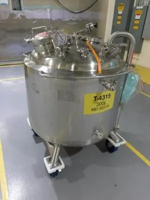 Tank, 80 Gallon (300 Liters), 316L Stainless Steel, Jacketed, 45 PSI Internal #5991207