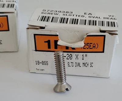 *NEW IN BOXES* LOT OF 100 18-8SS Sltd Oval Mach Sc 1/4-20x1" + Warranty!
