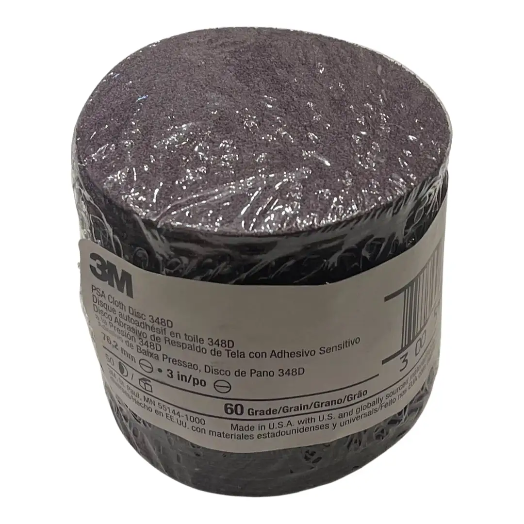 3M 348D 3" PSA Cloth Sanding Discs 60 Grit Aluminum Oxide 50 Pack 01333