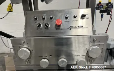 Used Accutek Automatic Piston Filling Line – 10 Head AVF10, Capper, Labeler, Tables – 100 Bottles/Min (2021)