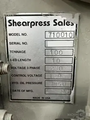 Used 1996 ACCURPRESS 710010 Press Brakes Arizona US | KD Machinery #1304931