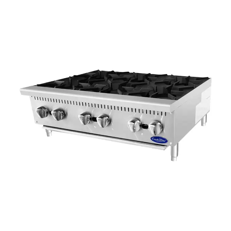 New | in-Stock Atosa New Atosa ACHP-6 HD 36" Countertop Gas (6) Burner Hotplate with Total 192,000 BTU Hot Plates Illinois US | Falcon Restaurant Supply #1375233