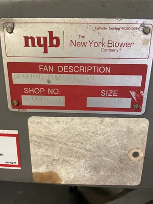 NYB 122 PLR Backward Inclined Centrifugal Blower Fan 2HP 1725RPM 3PH