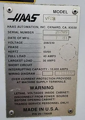 USED 2001 HAAS VF-2B