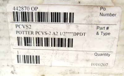 NEW POTTER ELECTRIC PCVS-2 SUPERVISORY SWITCH PCVS2