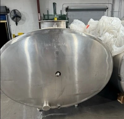 4000  Gallon De Laval  Stainless Steel Jacketed Horizontal Storage Tank