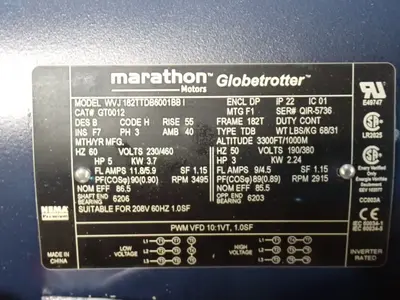 NEW MARATHON MOTORS 182TTDB6001