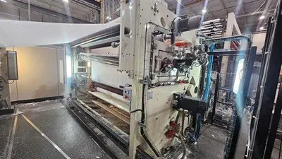 108" WIDE UNIVERSAL TISSUE TECHNOLOGY BRT/KRT REWINDING LINE W/4 LANE LOG SAW
