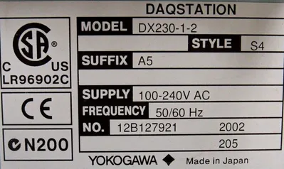 USED YOKOGAWA DX230-1-2 DAQSTATION CHART RECORDER DX23012 DX230-1-2-S4-A5