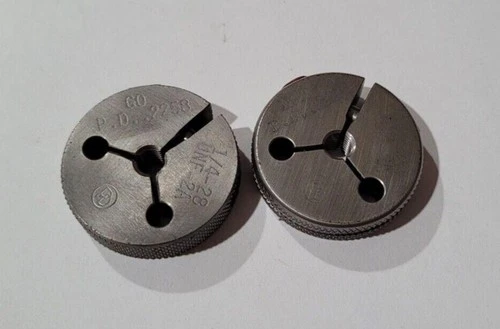 Set of 1/4-28 UNF-2A GO & NO GO Set Thread Ring Gage P.D. .2258 and .2225 Gages