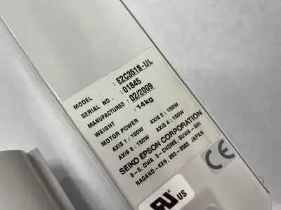 USED SEIKO EPSON ROBOT ARM MANIPULATOR 4-AXIS 150W, 14KG LOAD