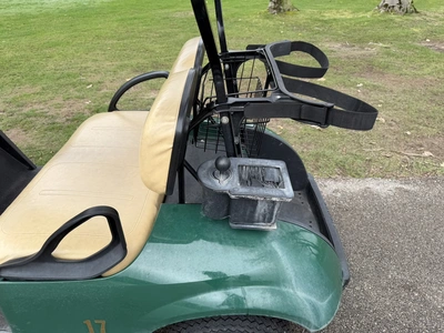 (1) 2015 E-Z-Go golf cart with a Kawasaki gas engine, does not include Club canopy, includes ball wa...