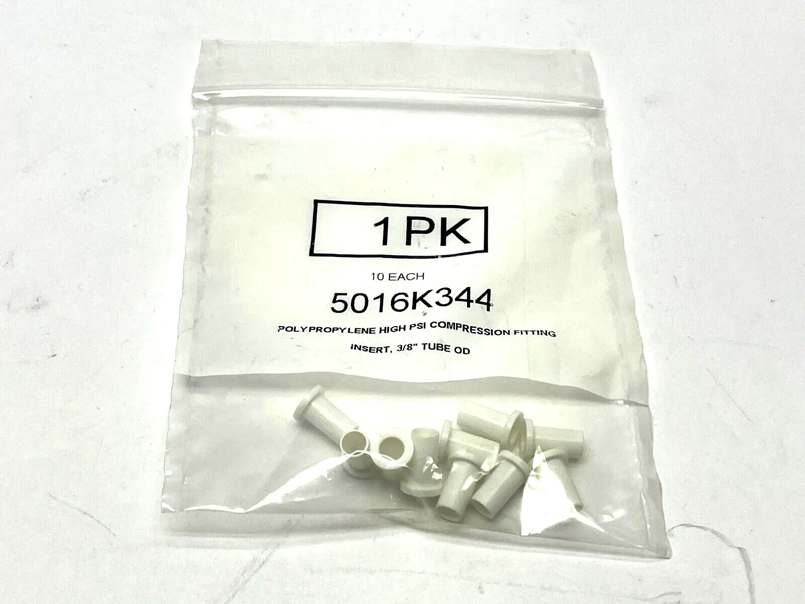 5016K344 | Polypropylene High PSI Compression Insert Fitting 3/8" Tube OD PKG OF 10 - New