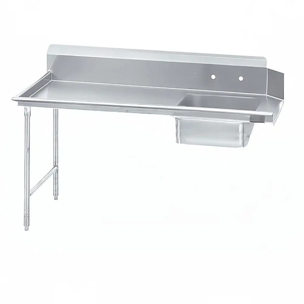 Advance Tabco DTS-S70-72L 72" L R Straight Soil Dishtable - 10 1/2" Backsplash, Stainless Legs, 16 ga Stainless