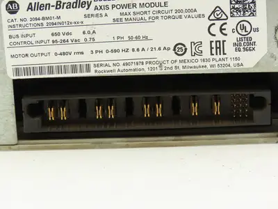 Allen Bradley 2094-BM01-M 9A Axis Power Module VFD 0-480V 3Ph 0-590Hz 21.6A