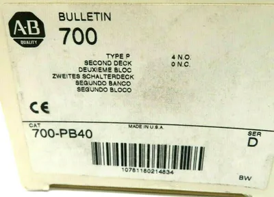 NEW ALLEN BRADLEY 700-PB40 AUXILIARY CONTACT SER.D 700PB40