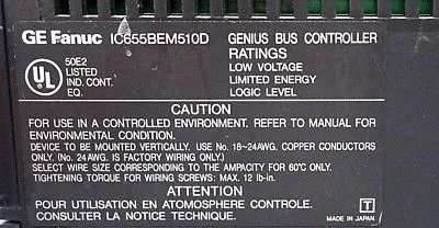 USED GE FANUC IC655BEM510D GENIUS BUS CONTROLLER