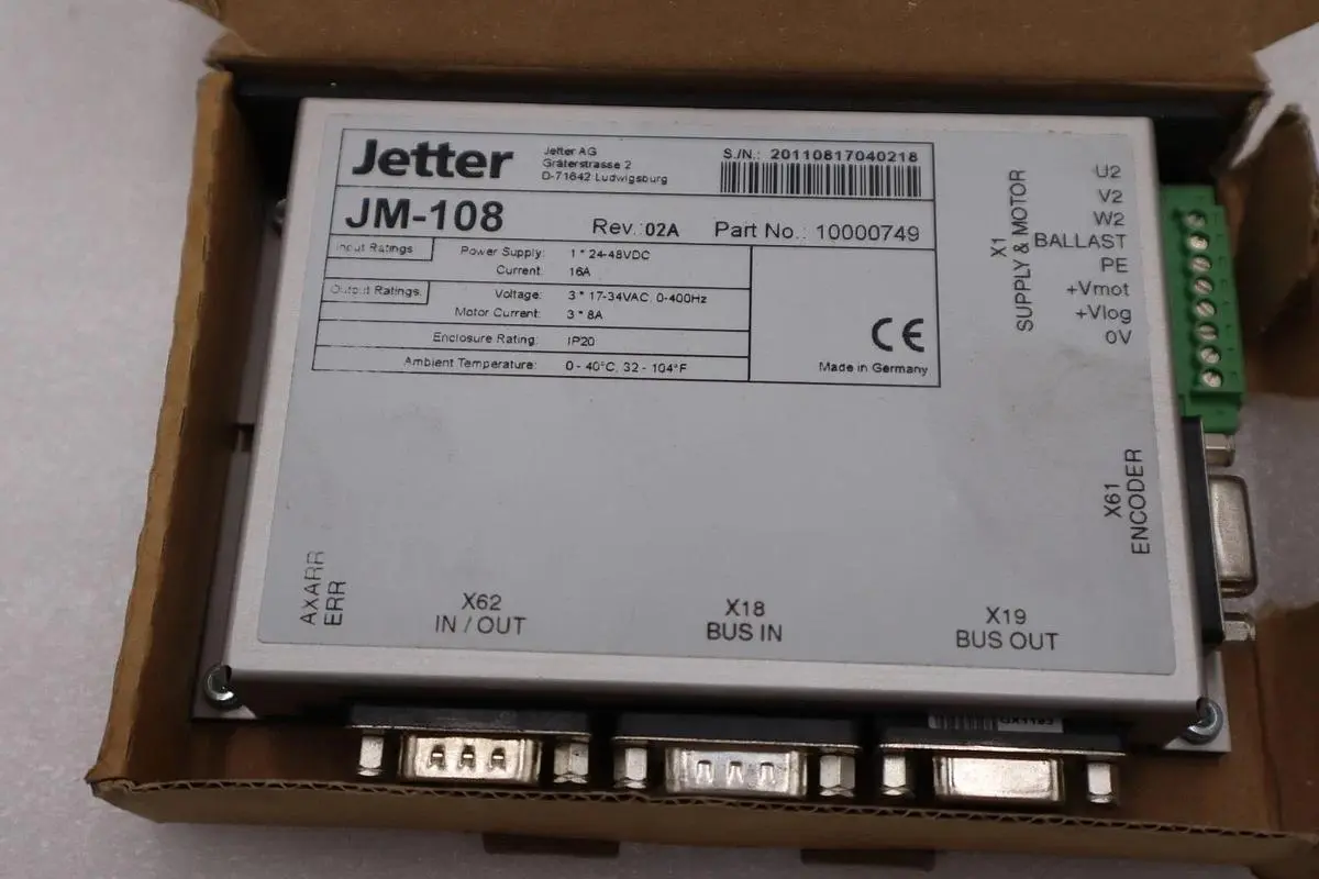 JETTER JM-108 REV 02A PART NO 10000749 Servo Drive STOCK H400A