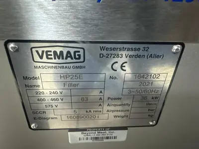 Used 2021 VEMAG HP 25E Sausage Stuffers Illinois US | M&M Equipment Corp. #1266955