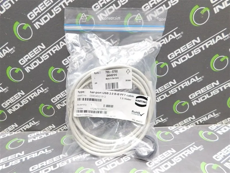 Harting 09454521912 har-port USB 2.0 Male B to Female B PFT cable 1.5 meter New