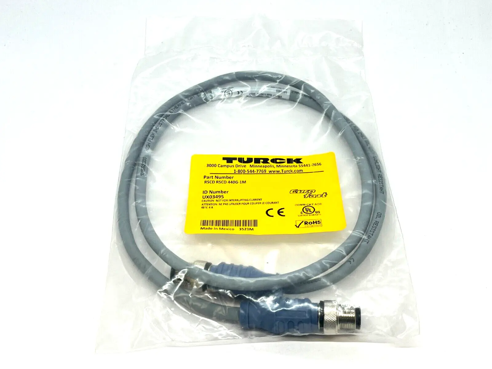 RSCD RSCD 440G-1M | Turck  Ethernet Cordset M12 Male UX03495 - New