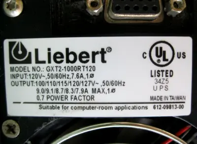 Liebert GXT2-1000RT120 UPStation Uninterruptible Power Station w Batteries A7