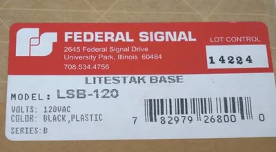 NEW FEDERAL SIGNAL LSB-120 LITESTAK BASE 120VAC, LSB120