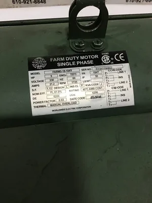 Worldwide Electric FARM5-18-184T Farm Duty Single Phase Electric Motor 5HP