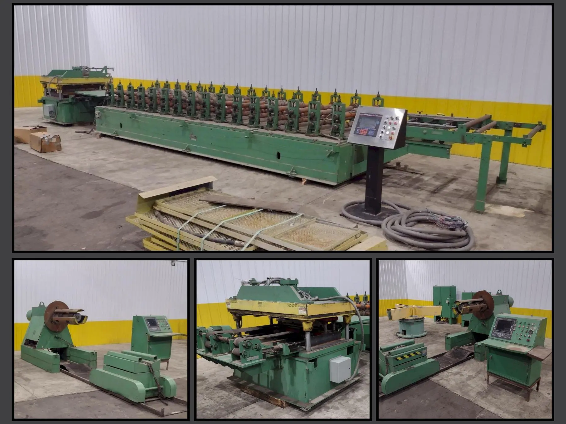 16 STAND X 4" x 36" WIDE R-PANEL ASC ROLLFORMER LINE WITH REEL & CUT OFF, BECK CONTROLS: STOCK #21176
