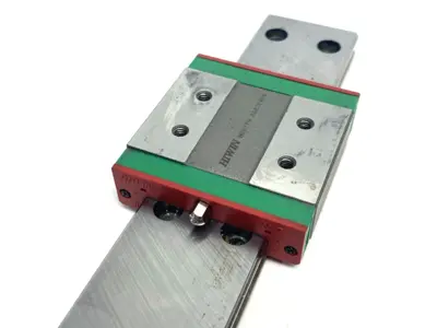 USED HIWIN LINEAR GUIDEWAY BLOCK AND RAIL, 1-BLOCK, 140MM RAIL