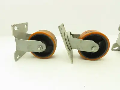 5" Caster Wheels Poly/Cast Set of 4 (2) Swivel (2) Rigid 6-1/2" H Lot of 4