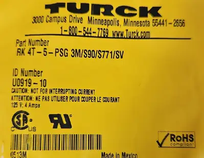 USED Turck TURCK RK 4T-5-PSG 3M/S90/S771/SV