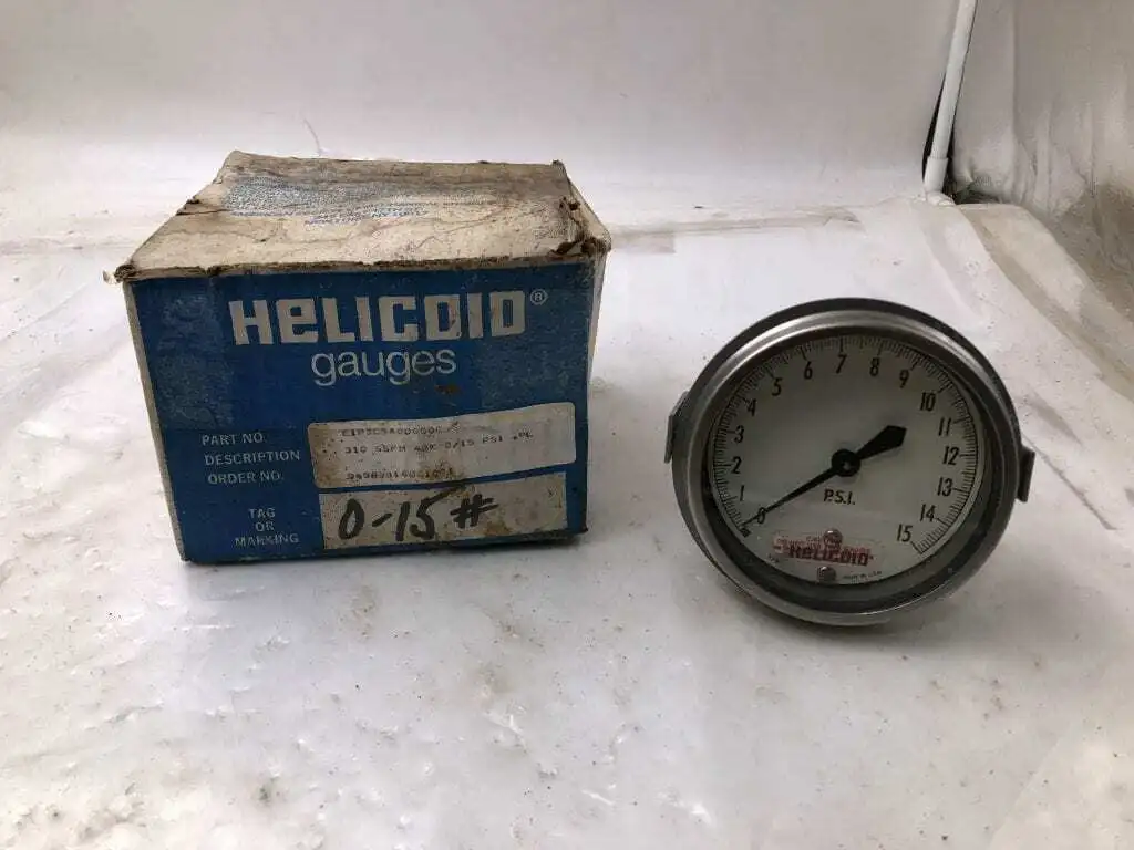 Helicoid E1P3C5A0D0000 Air Pressure Gauge 0-15PSI -NIB