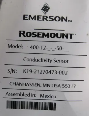 NEW EMERSON ROSEMOUNT 400-12-50 CONDUCTIVITY SENSOR 10FT 4001250
