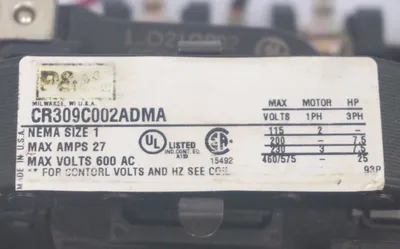 NEW P & H CR309C002ADMA CONTACTOR SIZE 1, 3PH
